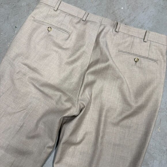 Samuelsohn Dress Pants 130s Wool Trousers Beige Italy Fabric 38x31 - Picture 7 of 8